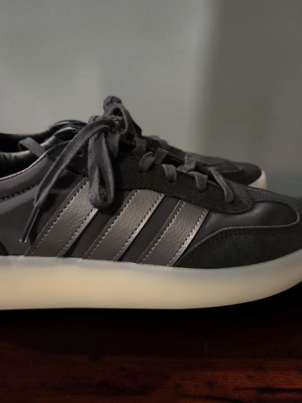 Women's Adidas Barreda Black with Grey Stripes